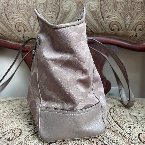 Coach F25501 Taylor Op Art Alexis Carryall Shoulder Tote Handbag Taupe Beige Bag - Picture 6 of 16